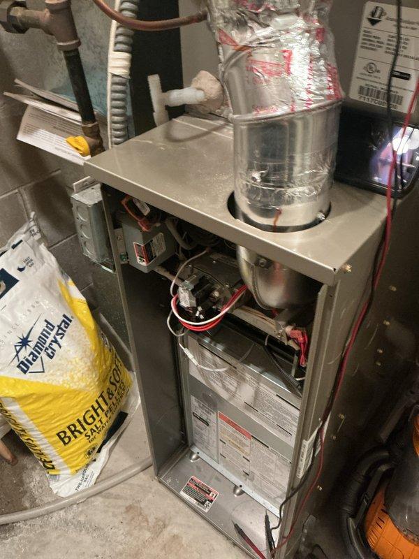 Responded to no-heat call on residential furnace system following previous maintenance service. Upon arrival, found thermostat indicating system operation but no heat output from unit. Performed diagnostic inspection and discovered gas supply valve on furnace branch line in closed position, likely inadvertently left off after last tune-up service. Opened gas valve to restore fuel supply to unit. Verified furnace ignition sequence, confirmed burner operation, and tested system through complete heating cycle. Unit now fully operational with proper heat output.