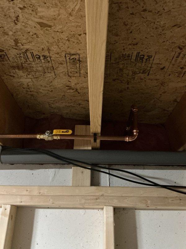 Replaced exterior hose bib with new all-metal unit to restore proper outdoor water access. Installed new shut-off valve on copper supply line in basement to address faulty valve that was not fully closing. All work completed using copper piping per specifications, maintaining existing plumbing system integrity.