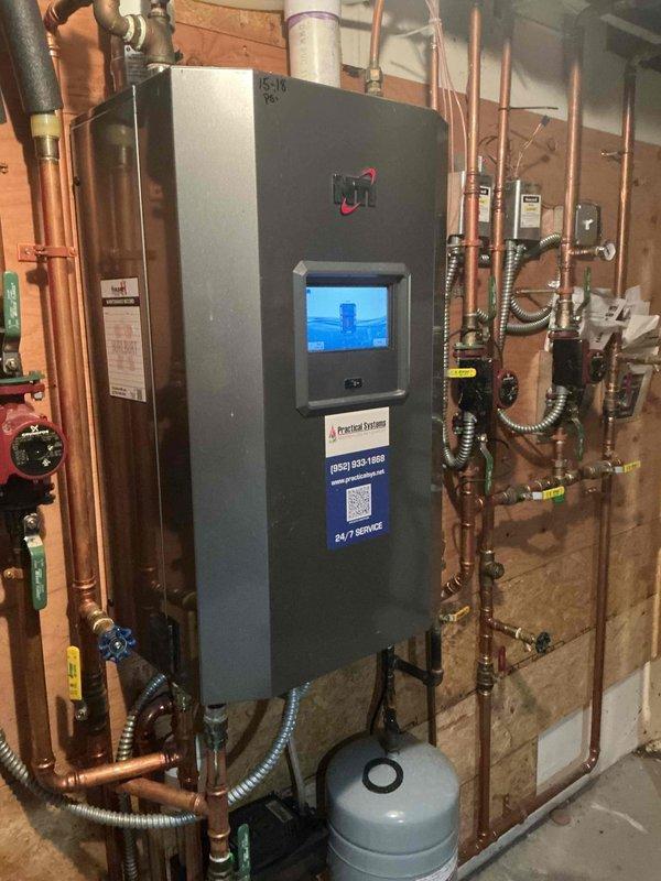 Responded to no-heat service call with intermittent carbon monoxide detector alarms and loud pump noises on NTI boiler system. Performed comprehensive safety inspection including examination of all venting seals, joints, and condensate terminations for potential CO leakage. Applied sealant to venting joints as preventative measure. Verified condensate trap securely fastened to heat exchanger outlet with no CO escape detected. Tested all boiler components, seals, and connections—found all systems operating within normal parameters with no CO leakage present from either boiler unit. Determined CO detector activation likely caused by other gas appliances in home or age-related sensor failure. Recommended specialized CO detector service company evaluate interconnected alarm system for proper function and potential replacement due to age of detectors.