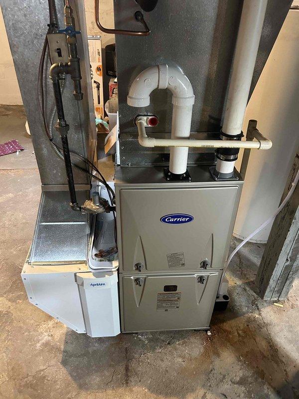 Completed gas piping repair on Carrier furnace system and performed comprehensive pressure testing of entire gas line. Conducted air test to verify system integrity and leak-free connections. System now awaiting final inspection for approval to restore gas service.