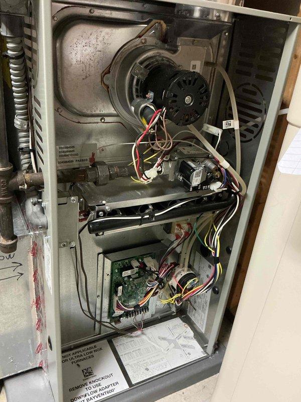 Completed scheduled heating maintenance on a 4-year-old Trane furnace as part of the Family Rewards Membership program. Performed comprehensive tune-up including thorough inspection of heat exchanger, which showed no rust or cracks. Cleaned flame rod to ensure proper ignition sensing. Verified inducer motor amperage within manufacturer specifications and confirmed hot surface igniter resistance within acceptable range. Measured temperature rise at 44°F, well within normal operating parameters. Tested carbon monoxide levels at flue, recording 16 ppm, which is safely within acceptable limits. Confirmed furnace operating properly with normal heating cycle. All system components functioning as designed with no issues identified or repairs required.