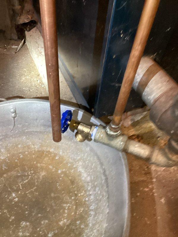 Completed hydronic heating system repairs including replacement of damaged radiator connector, connecting pipe, and boiler pump relay. Bled air from all radiators and set system water pressure to 18 psi. Performed comprehensive boiler inspection including burners, heat exchanger, gas valve, pumps, gas pressure, and combustion air verification. System cycled successfully and relay operation confirmed. During final inspection, identified additional leak on cast iron baseboard that requires future replacement, as cast iron repair is not feasible with available methods.