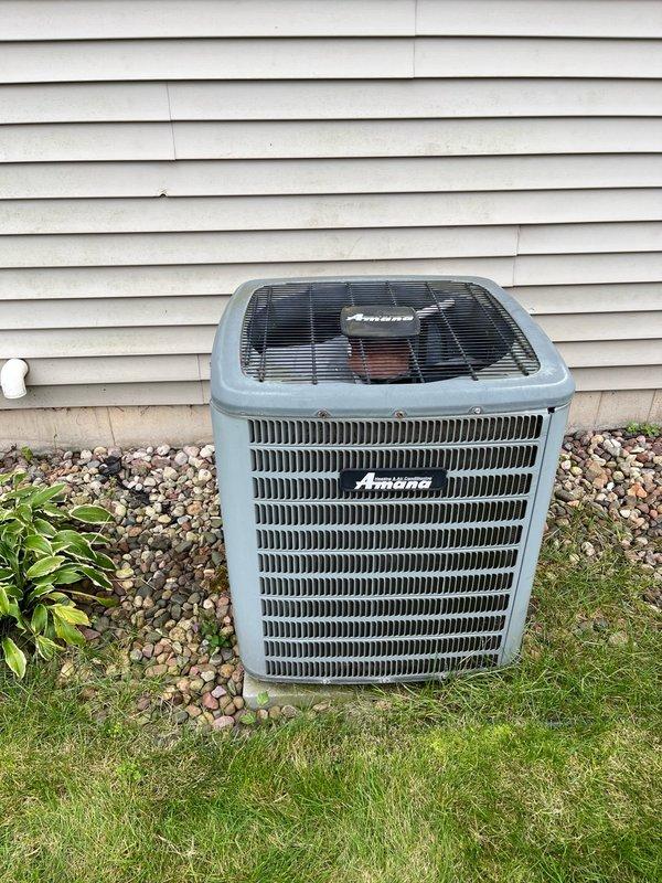 Responded to no cooling call on 12-year-old R22 system that had been physically damaged when a lawn fertilizer company vehicle backed into the outdoor unit, pushing it against the exterior wall and causing visible kinking in the refrigerant line-set. Upon arrival, confirmed system was completely empty of R22 refrigerant due to the damage. Performed static pressure measurements before and after the filter cabinet to verify airflow system integrity. Explained repair options including R22 leak repair versus system replacement considerations given the age of the equipment and current refrigerant costs, but customer declined repair estimates and opted to consider replacement options only.