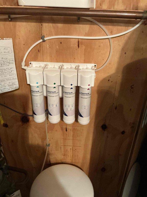 Responded to service call for malfunctioning reverse osmosis drinking water system. Upon inspection, discovered the RO water retractor component was missing from the installation. Installed replacement retractor to restore proper system function. Replaced complete set of filters in the four-stage Pentair filtration system as part of scheduled maintenance. Evaluated water softener system while on-site and provided technical recommendations to address identified issues. Verified all connections, tested water flow, and confirmed RO system operational upon completion.