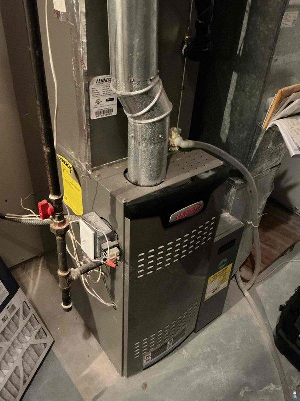 Completed comprehensive furnace tune-up on 9-year-old Amana unit currently under warranty. Verified gas pressures within specification on both low and high fire settings. Conducted combustion analysis using Testo 310 II analyzer, confirming safe CO levels at 14 ppm in flue with efficiency at 80.3% and oxygen reading at 10.5%. Inspected and tested all furnace components including heat exchanger, blower assembly, ignition system, and safety controls—all operating within manufacturer specifications. Recommended upgrading to MERV 8 rated filter with quarterly replacement schedule for optimal system performance. Unit left in fully operational condition with no deficiencies noted.