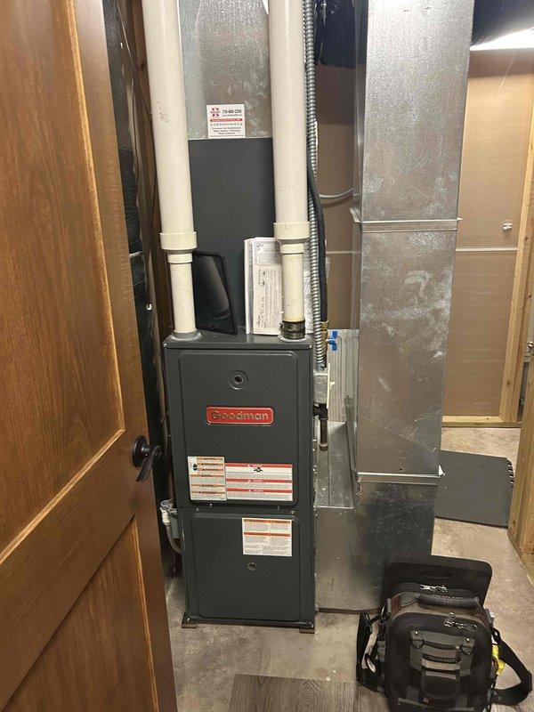 Completed comprehensive heating system tune-up and inspection on 6-year-old Goodman natural gas furnace for new homeowners. Performed full maintenance protocol including visual inspection of all components, combustion analysis, safety controls verification, and system operation testing. All equipment found to be functioning properly with no deficiencies noted.