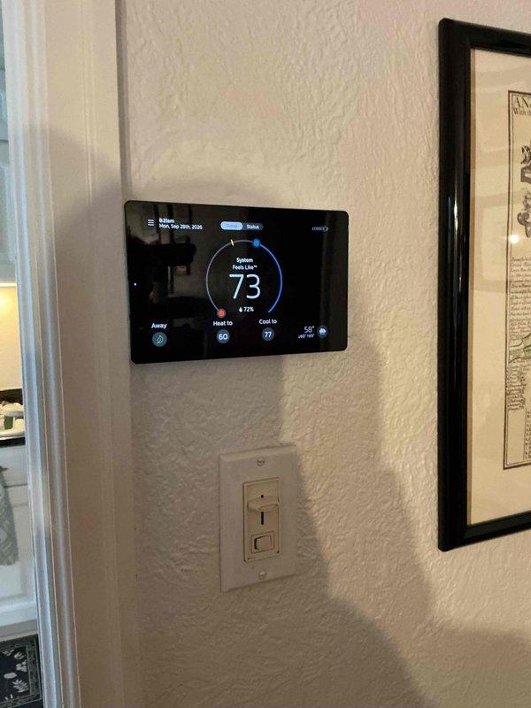 Completed comprehensive tune-up on one-year-old Lennox furnace system. All components including furnace, thermostat, and electrical parts inspected and found operating properly with system heating effectively. Adjusted circulation fan runtime from 27 minutes down to 20 minutes to improve energy efficiency. Addressed homeowner concerns regarding elevated electrical consumption by providing guidance on optimal thermostat programming and recommended reducing temperature differential between heating and cooling setpoints for better system efficiency.