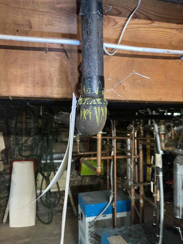 Responded to gas leak emergency in basement following utility company detection of multiple leak points. Confirmed six separate gas leaks in basement gas lines that were not detectable by odor. Documented leak locations with photographs showing compromised piping infrastructure, including multiple brass fittings, valves, and connection points in aged plumbing system. Coordinated scheduling with licensed plumber for comprehensive gas line repairs to address all identified leak points and restore safe operation of gas system.