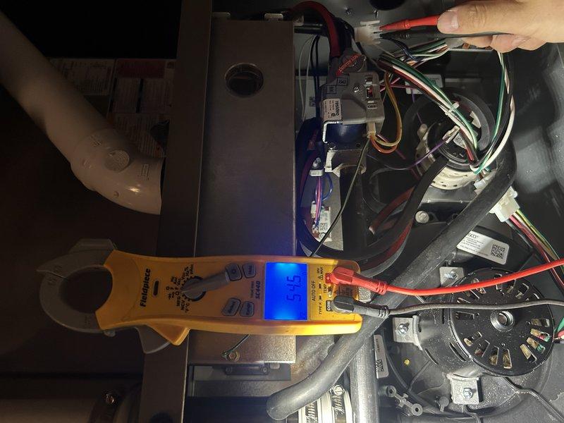 Performed scheduled heating maintenance on Lennox furnace system with zoned heating configuration. Tested furnace operation through full capacity cycle and verified both thermostats properly engage zone dampers. Cleaned flame sensor and tested igniter for proper function. Inspected humidifier pad, which remains in serviceable condition, and provided guidance on replacement pad sourcing. Noted air filter requires replacement. Verified radiant floor heating system operation by testing multiple zone thermostats and confirming circulation pumps activate correctly. Confirmed water heater integration with radiant floor loop is functioning properly. Performed electrical diagnostics using multimeter to verify system components. All heating systems operating within normal parameters.