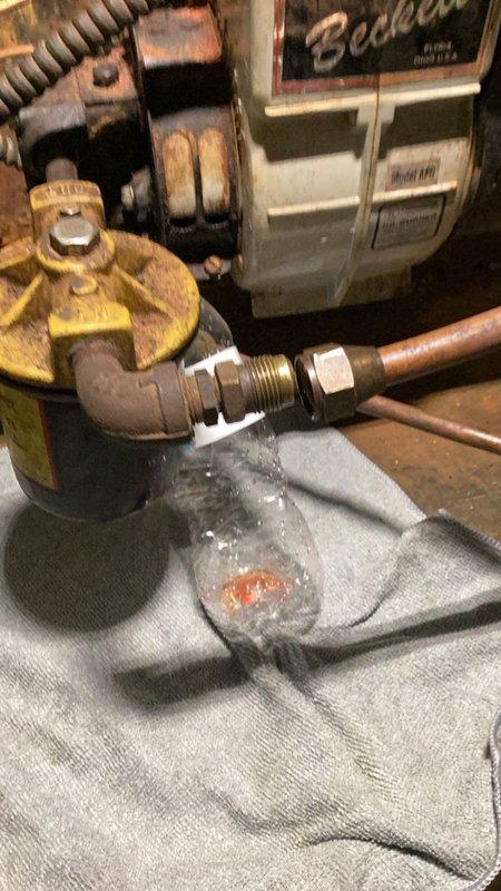 Responded to no-heat call on oil furnace with Beckett burner that failed to ignite. Inspected burner assembly, checked filter, and cycled unit to purge air from fuel line. Determined system is low on fuel oil despite gauge reading and recent delivery. Recommended homeowner contact fuel oil company to refill tank and verify delivery accuracy.