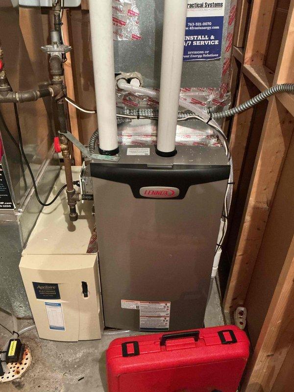 Completed scheduled furnace tune-up and inspection on Lennox heating unit over 3 years old. Performed comprehensive operational assessment of furnace system, including examination of heat exchanger, burner assembly, and venting components. Verified proper function of all safety controls, confirmed adequate combustion air supply, and inspected PVC intake and exhaust piping for proper installation and clearances. Unit found to be operating within manufacturer specifications with no deficiencies noted at time of service.