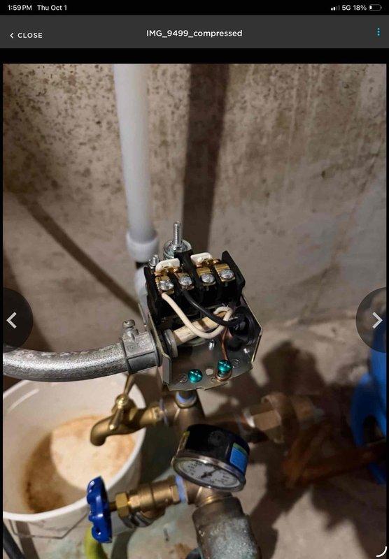 Responded to callback for persistent low water pressure issue. Upon inspection, found pressure switch set incorrectly at 36 psi and pressure tank at 48 psi, creating system imbalance. Adjusted and balanced entire system to proper operating pressure of 43 psi to restore adequate water pressure throughout the residence.