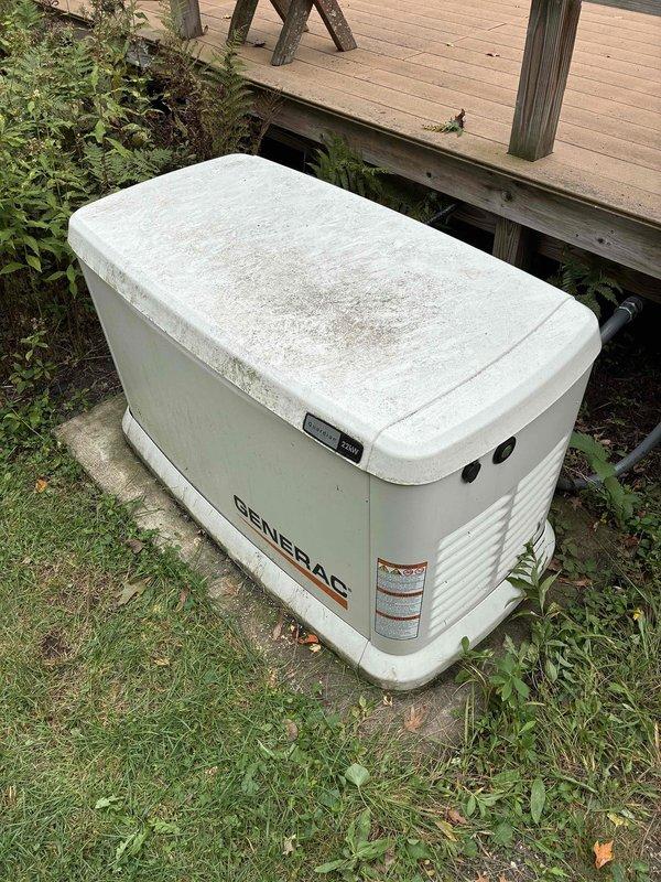 Completed comprehensive preventative maintenance on multiple systems including two geothermal units, backup gas furnace, and Generac standby generator. Performed thorough inspection of both geothermal systems with all operational data documented in photos. Replaced weak capacitor on water-to-water geothermal unit. Package geothermal unit inspected and found operating within manufacturer specifications with proper heating output.

Serviced newer backup forced air gas furnace including cleaning and inspection of routine components. All measurements verified within specification range and unit heating properly. 

Performed complete maintenance kit service on Generac residential standby generator including oil change, oil filter replacement, air filter replacement, and spark plug replacement. Battery tested and confirmed outputting proper 12 volts. Generator operating correctly with no issues identified. Exercise cycle previously adjusted from biweekly to weekly schedule, which has resulte