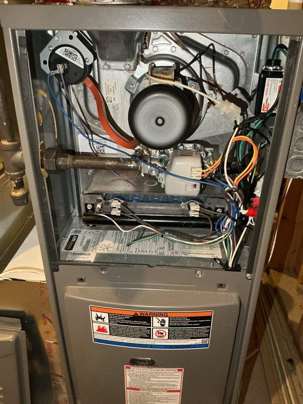 Performed scheduled heating maintenance on a 12-year-old Lennox furnace. Conducted comprehensive system inspection and testing of all components. Changed air filter and cleaned flame sensor. Verified gas pressure within manufacturer specifications and confirmed safe CO levels in flue. All components tested and found operating within normal parameters except inducer draft motor, which was identified as failing due to excessive noise and high amp draw. System remains fully operational at this time. Submitted parts order for replacement inducer draft motor; follow-up service visit will be scheduled upon part arrival to complete motor replacement.