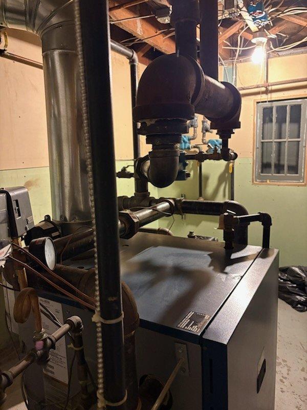 Performed comprehensive seasonal maintenance and tune-up on 15-year-old central boiler system with radiator distribution. Inspected circulator pumps, piping connections, shut-off valves, and all mechanical components for proper operation and winter readiness. System evaluated and prepared for heating season demand.
