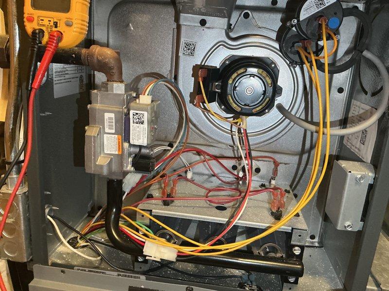 Completed annual heating maintenance visit on an 8-year-old Daikin furnace. Performed comprehensive tune-up including testing all electrical components, verifying gas pressure within specifications, and measuring carbon monoxide levels in the flue to confirm safe operation. Inspected blower motor assembly, gas valve, and all electrical connections. Confirmed filter and system cleanliness, and verified all components are functioning properly within manufacturer specifications. Unit is fully operational with no issues identified.
