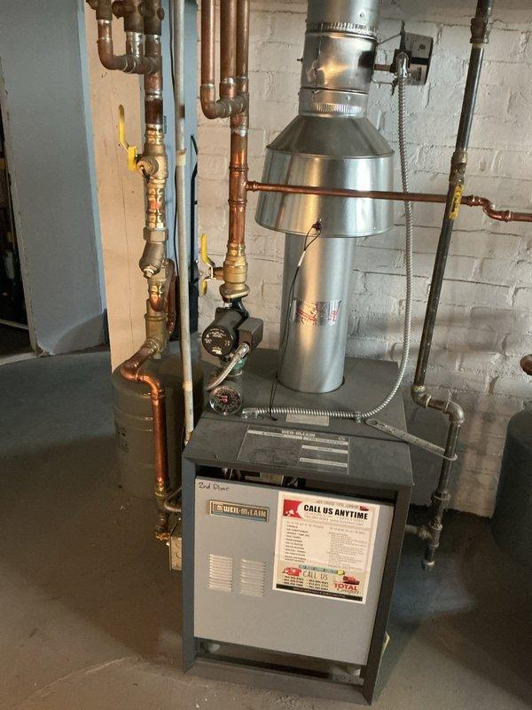 Performed comprehensive preventive maintenance on 3-year-old residential boiler system. Conducted full system inspection and verified all components operating within manufacturer specifications. Tested and confirmed proper gas pressure delivery to burner assembly. Performed combustion analysis using calibrated flue gas analyzer, measuring stack temperature at 311.9°F, oxygen levels at 7.1%, carbon monoxide at 8 ppm, and efficiency at 83.1%. Verified safe carbon monoxide levels in flue exhaust. Inspected and confirmed proper water pressure and expansion tank operation. Bled all radiators to remove trapped air and ensure optimal heat distribution throughout system. System is fully operational with all safety parameters within acceptable ranges.