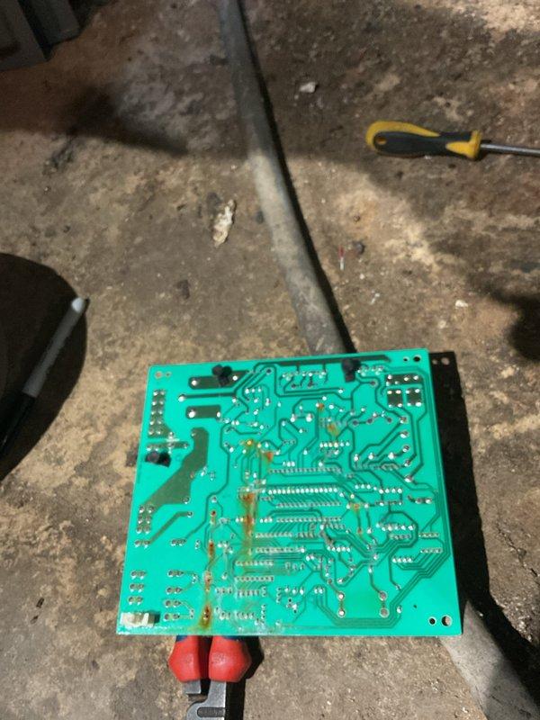 Replaced defective furnace control board under parts warranty. Installed new warranty control board, verified heating operation, and briefly tested cooling system (limited run time due to 50° outdoor temperature). System operational upon completion.
