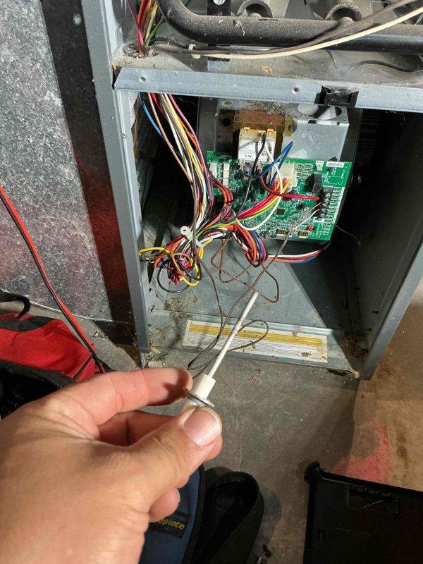 Performed comprehensive furnace tune-up and safety inspection, including gas line leak check due to excessive corrosion from basement water intrusion. During diagnostic testing, identified malfunctioning gas valve that was stuck, control board with delayed power-on response, and failing transformer. Replaced defective control board, gas valve, and transformer to restore proper system operation and ensure safe, reliable heating performance.