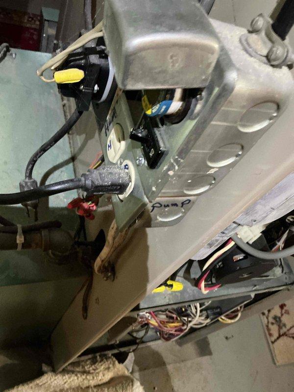 Responded to no heat call on 25-year-old Lennox Dimension furnace. Upon inspection, discovered failed electrical supply to unit due to faulty switch and identified cracked heat exchanger near mounting bolt. Documented conditions with photos and advised customer that system requires replacement due to compromised heat exchanger and age of equipment. Recommended electrician for electrical repairs and comfort advisor consultation for new system installation.