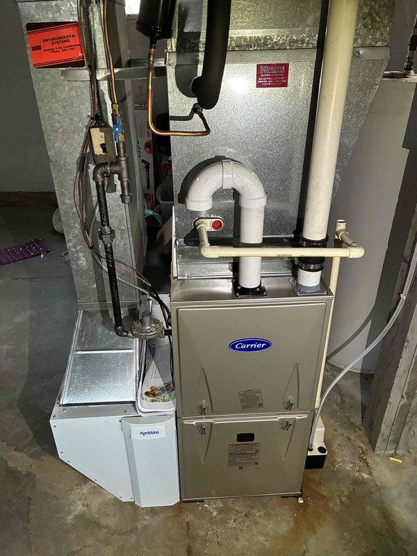 Coordinated with utility company onsite to complete gas pressure test and restore service to residential Carrier furnace system. Upon utility company reconnecting gas supply and restoring meter service, verified proper gas flow and pressure to furnace unit. Conducted operational testing of heating system to confirm ignition sequence, burner operation, and proper cycling. System tested successfully with all components functioning as designed.
