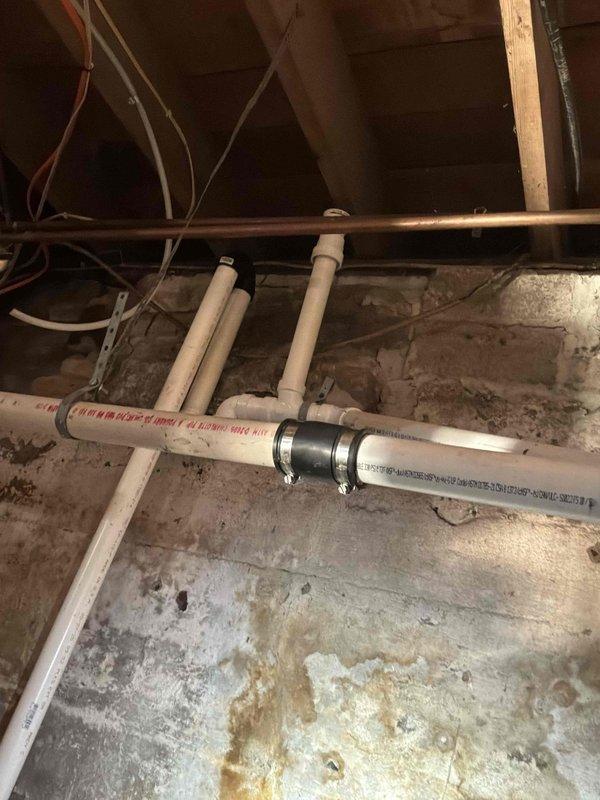 Provided estimate for clogged kitchen drain line with recommendation for drain repipe solution. Assessed existing plumbing infrastructure in crawl space, identifying deteriorated drainage system requiring replacement of affected sections with new PVC piping to resolve blockage and prevent future failures.