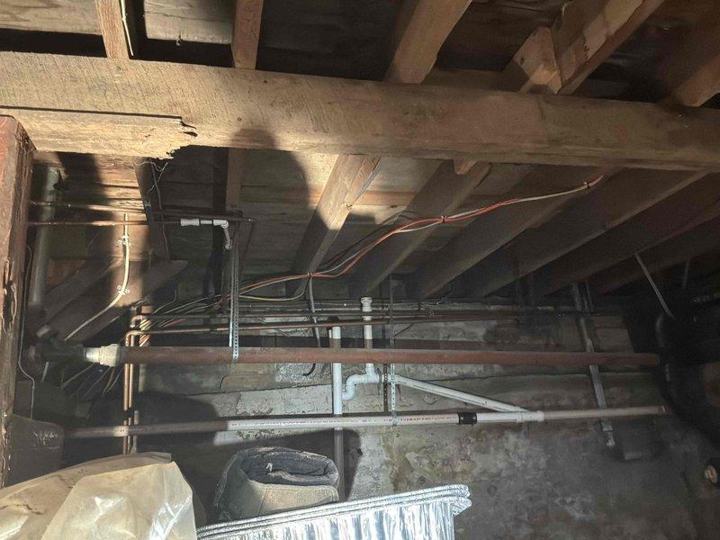 Provided estimate for clogged kitchen drain line with recommendation for drain repipe solution. Assessed existing plumbing infrastructure in crawl space, identifying deteriorated drainage system requiring replacement of affected sections with new PVC piping to resolve blockage and prevent future failures.