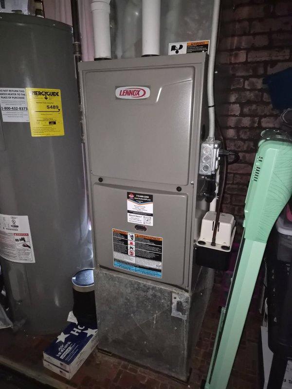 Performed comprehensive maintenance on a 2024 Lennox single-stage furnace installed in November 2024. Confirmed gas manifold pressure at 3.5 in. w.c., cleaned and secured the flame sensor with Scotch-Brite, and conducted leak checks on roof terminations and all accessible gas piping with no leaks detected. Replaced and dated the air filter, verified thermostat wiring and terminal connections, and provided homeowner instruction on accessing the blower compartment for future filter changes due to the absence of an external filter rack. System is operating normally with all safety checks completed.