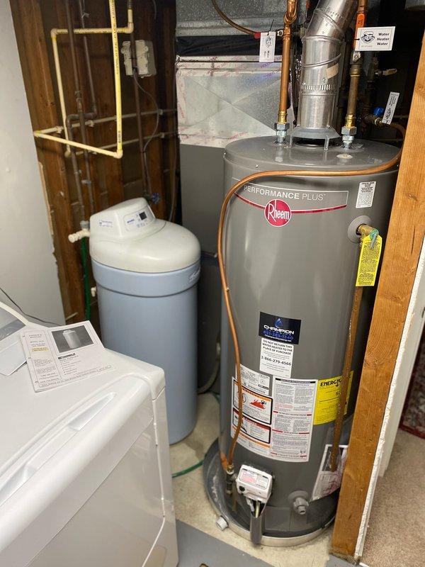 Responded to emergency water leak caused by cracked and failed bypass valve on residential water softener system. Upon arrival, water supply to home was already shut off by occupant to prevent further water damage. Performed diagnostic assessment of water treatment equipment and identified complete failure of bypass valve assembly with visible cracking and active leaking. Due to severity of damage and inability to repair existing valve, spliced water supply lines to bypass the failed component and restore water service to the residence. Documented equipment condition and repair work with photographs showing water heater, water softener system, and failed bypass valve components. Temporary repair completed successfully, restoring water supply to home while maintaining system integrity.