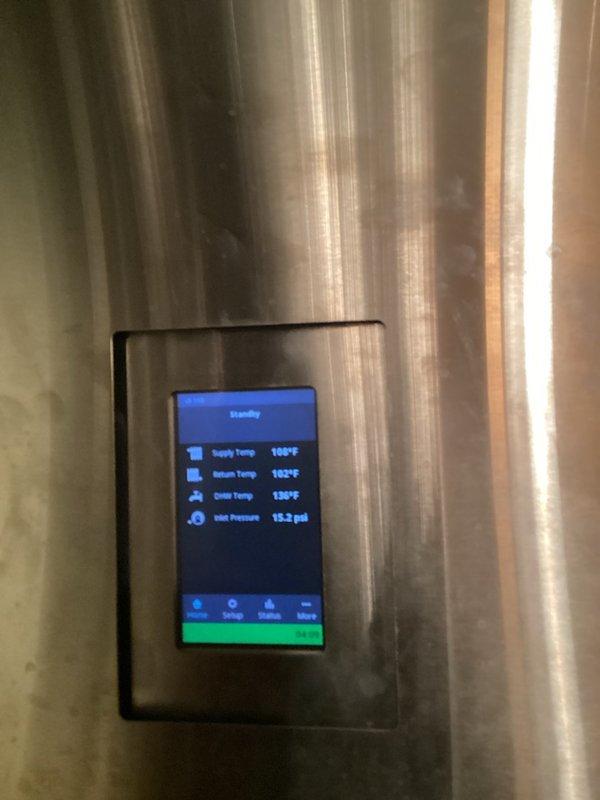 Opened the previously isolated basement in-floor heating loop and verified proper operation, then inspected the boiler system and set system water pressure to 17 psi. The system was found operating normally, and the homeowner will monitor performance and report any changes. Discussed adding a mixing valve for the in-floor loops as a future improvement.