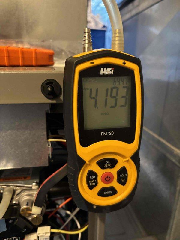 Performed seasonal maintenance on one 2-year-old furnace, inspecting the thermostat, filter, condensate drain, blower motor, inducer motor, capacitor, and electrical wiring, all within normal operating condition. Verified temperature split and checked the heat exchanger, igniter, flame sensor, and gas pressure using a digital manometer, with all components operating within specification. Recommended filter replacement, which the homeowner will complete in November; system is operating normally at this time.