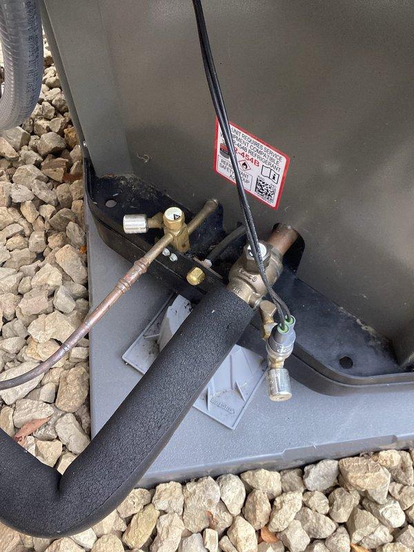 Responded to a callback on a new installation reporting recurring fault codes, including a 487 EEV high superheat fault, with multiple compressor, low pressure, and communication faults logged due to wiring issues. Found the system low on refrigerant charge, so charged by subcooling per the heat pump charge chart, verified against the pressure chart, and added 8 lbs of refrigerant along with leak detection dye.