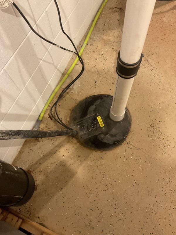 Diagnosed a sump pump that was failing to discharge water and determined the float switch had failed. Replacement float switch has been ordered to restore automatic pump operation.