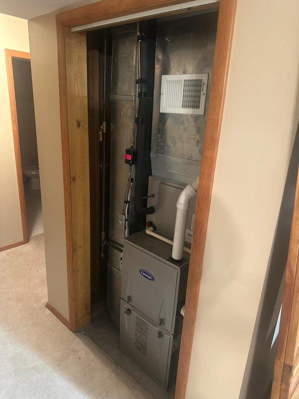 Responded to a no-heat call on a Carrier gas furnace with a diagnostic fault code indicating an inducer motor issue. Removed and bench-tested the inducer motor, which resumed operation, indicating an intermittent fault. Repair options are being evaluated to restore reliable heating operation.