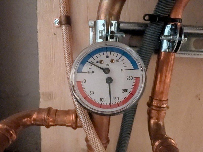 Diagnosed a no-hot-water condition caused by a low-pressure fault (Fill 108) on the HTP boiler, which was preventing the unit from firing and heating the indirect water heater. The existing backflow preventer was stuck and would not allow the system to refill, so it was replaced with a new auto-fill and backflow preventer assembly. System pressure was set to 18 PSI with isolation valves left open, and no leaks were found. The unit was tested and fired correctly on both indirect tank and radiator heat calls, then returned to service with no further issues.