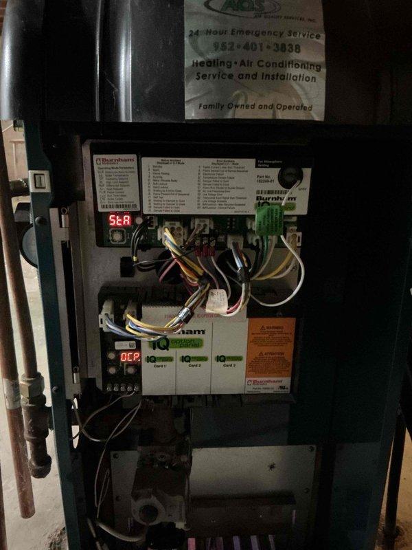 Responded to a no-heat call on a 17-year-old Burnham boiler and found the control board was not sending voltage to the spark igniter during the trial for ignition. Replaced the control board and verified operation of all remaining components. The boiler is now operating as designed and the system is heating.