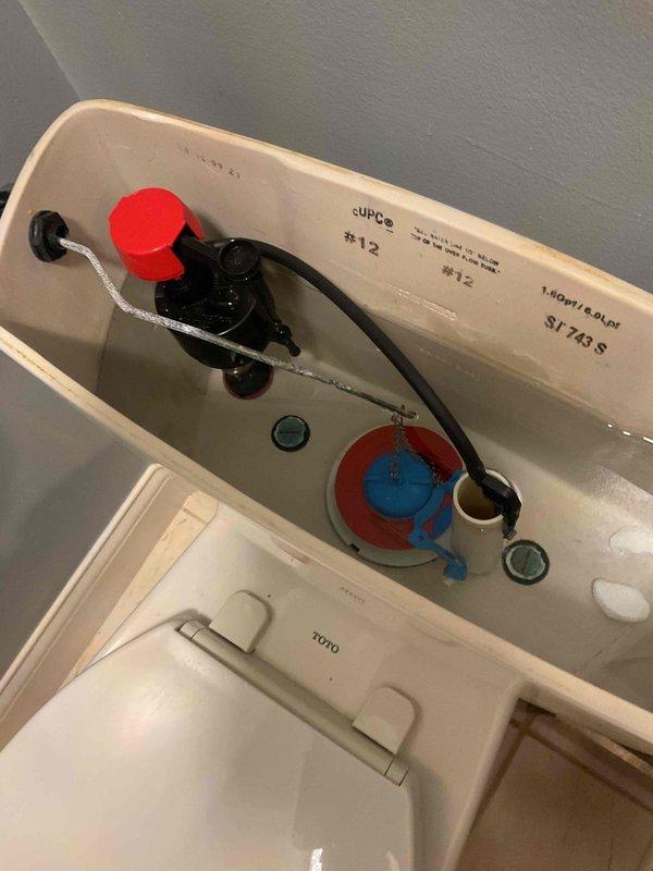Diagnosed a continuously running toilet caused by a leaking flapper and a failing fill valve. Replaced both the flapper and the fill valve, then adjusted the water level and verified a proper seal to eliminate the leak and restore normal flush and refill operation.