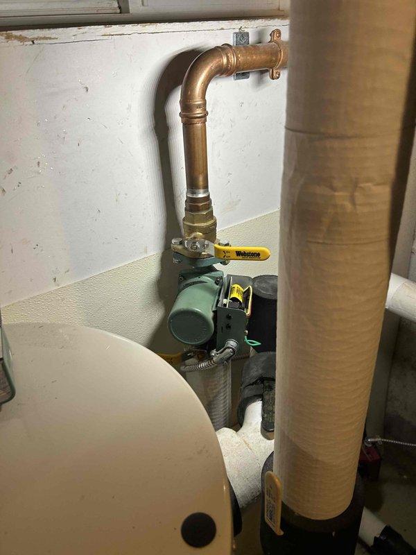 Diagnosed intermittent no-heat condition on the geothermal system as a failed hot water coil circulator pump that was not energizing, despite adequate buffer tank temperature. Replaced the non-functioning circulator with a serviceable pump, restoring hot water flow to the coil and heat delivery to the air handler.