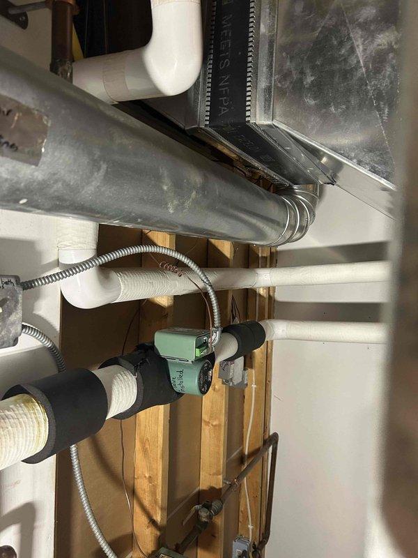 Diagnosed intermittent no-heat condition on the geothermal system as a failed hot water coil circulator pump that was not energizing, despite adequate buffer tank temperature. Replaced the non-functioning circulator with a serviceable pump, restoring hot water flow to the coil and heat delivery to the air handler.