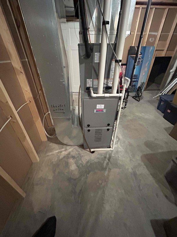 Performed a furnace tune-up and inspection, during which a hole was identified in the heat exchanger at a known failure point common to this ICP furnace model. Findings were reviewed with the homeowner at the unit, the remainder of the furnace was found to be in good condition, and the gas supply was shut off and the equipment red-tagged due to the safety hazard. Warranty coverage and replacement parts are being researched, and a sales consultation is scheduled to provide a quote for heat exchanger or furnace replacement.