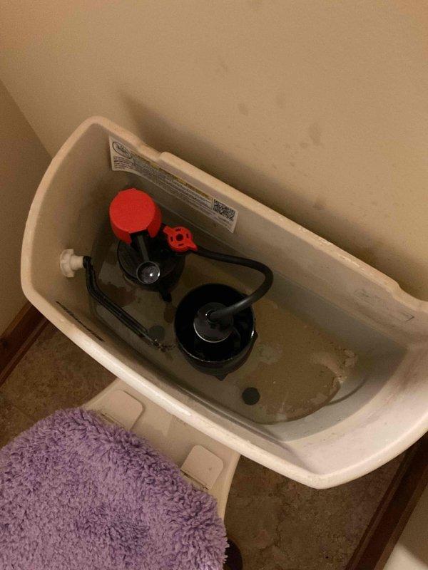 Replaced the fill valves in three toilets that were running and emitting a whistling noise. Installed new fill valves with float cups and adjusted the water level to ensure proper tank refill and shutoff. Confirmed quiet operation and no leaks at the supply connections. Noted mineral sediment and staining inside the tanks, which may warrant future cleaning.