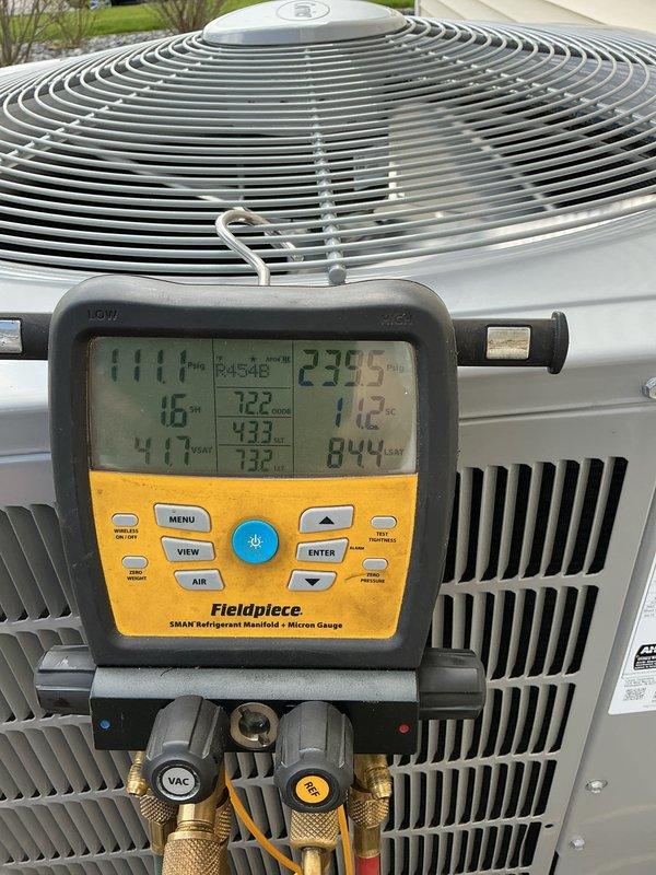 Completed full HVAC system replacement including installation of Carrier Performance Series two-stage air conditioner (model 26TPA848W003), Carrier Infinity Series two-stage gas furnace (model 59TN7A100C21-22), and Carrier evaporator coil (model CVAVA4821XMA). Removed and recycled existing equipment, installed new 2" PVC condenser pad, and supplied new disconnect and whip for outdoor unit. Reconnected to existing line set after flushing and pressure testing refrigerant lines, reconnected existing supply and return ductwork to new furnace installation. Performed duct cleaning service on 25 openings throughout the system. Retained existing Carrier thermostat per customer preference and explained system operation. Applied floor protection during installation, cleaned work area upon completion, and obtained necessary permits. Senior technician conducted post-installation walk-through and quality assurance inspection. System tested and verified proper operation with diagnostic equipment, co
