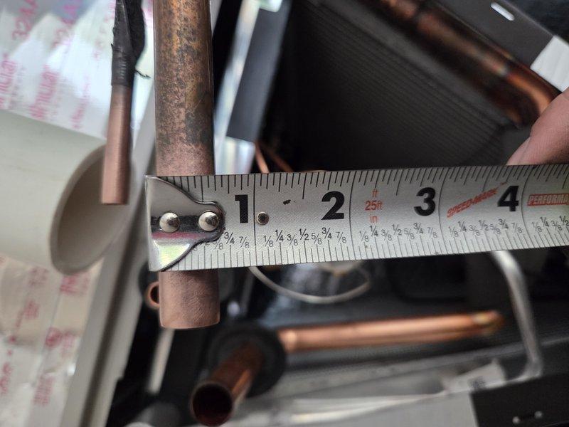 Completed coil installation in Bay 1 as scheduled. Measured and documented existing copper refrigerant line dimensions showing significant corrosion and oxidation on vertical suction line. Installed new evaporator coil assembly with proper connections to existing copper refrigerant lines and secured all mounting brackets. Charged the A/C system to manufacturer specifications upon completion and verified proper operation.
