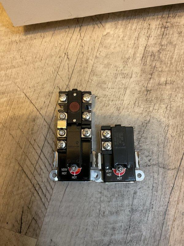 Responded to service call for insufficient hot water capacity on recently installed water heater. Upon inspection, diagnosed faulty upper thermostat causing inadequate water heating. Removed defective thermostat assembly through upper access port and replaced with new unit. Verified proper electrical connections at brass terminals, confirmed ground wire placement, and tested heating element continuity. Adjusted temperature settings on both upper and lower thermostats to manufacturer specifications. Cycled unit through complete heating cycle to ensure proper operation and adequate hot water recovery time.