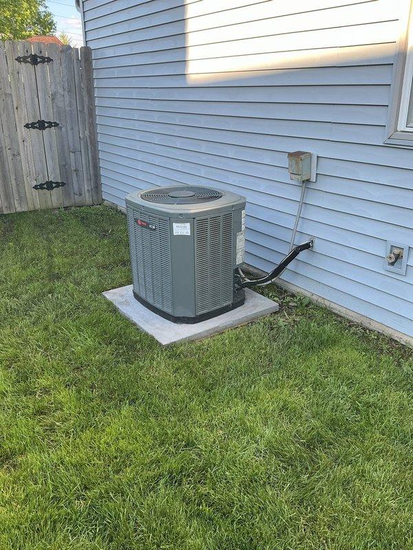 Responded to customer request for replacement estimate while technician was onsite. Evaluated existing outdoor air conditioning unit with failing compressor and indoor evaporator coil. Assessed current Trane furnace system and determined compatibility requirements for new equipment. Documented equipment conditions through photographs and provided comprehensive replacement quote for complete air conditioning system including outdoor condensing unit and indoor evaporator coil to address compressor failure.
