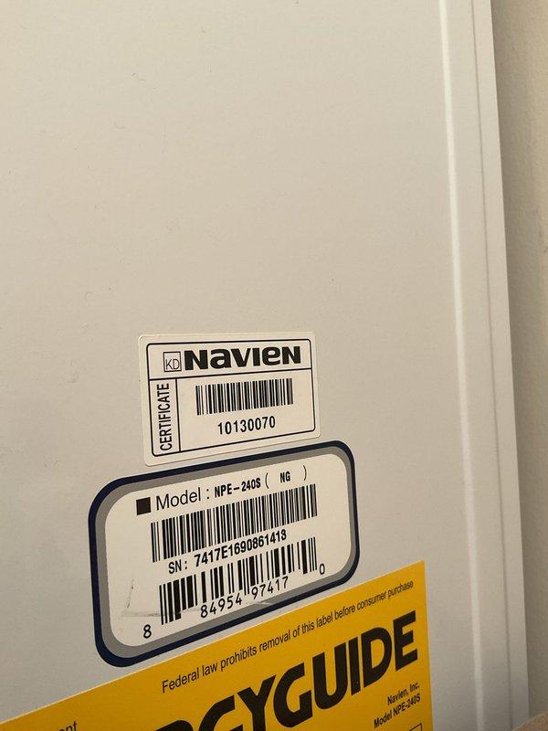 Performed maintenance flush on Navien NPE-240S tankless water heater unit. Accessed internal components, connected diagnostic equipment to monitor system parameters, and completed descaling flush procedure to remove mineral buildup from heat exchanger. Unit tested and operating within normal parameters upon completion.