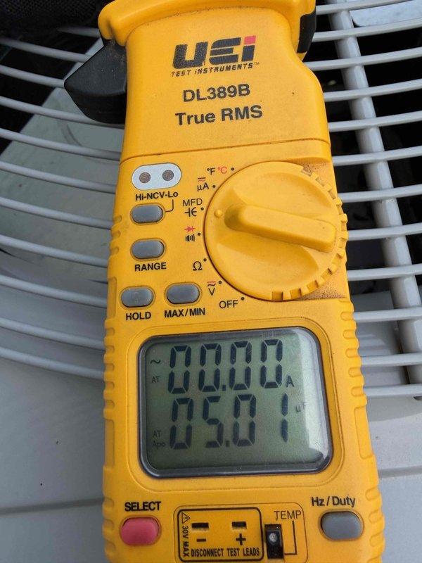 Completed first prepaid cooling maintenance visit on residential HVAC system. Performed comprehensive system inspection including electrical panel evaluation, capacitor testing with digital multimeter showing normal readings, and verification of contactor operation. All components functioning within manufacturer specifications with no deficiencies noted.