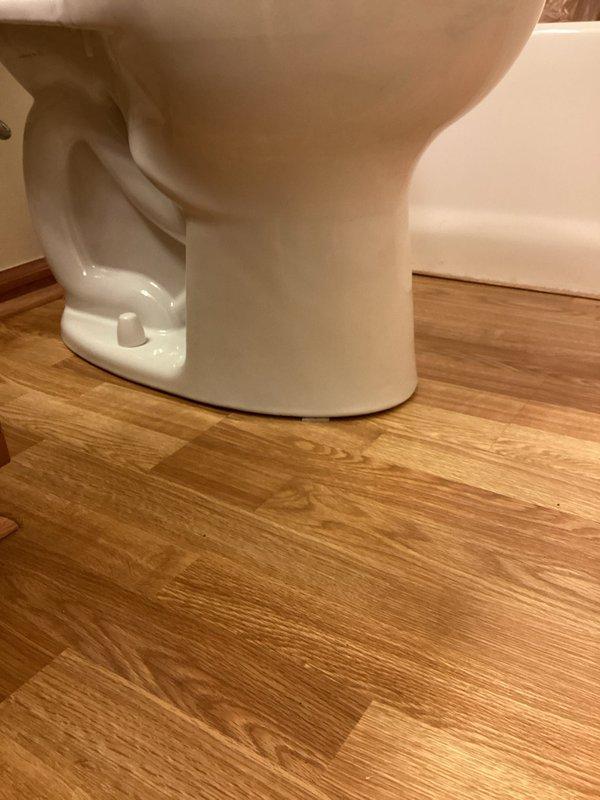 Installed customer-supplied toilet on main floor bathroom. Removed existing fixture, set new two-piece toilet onto hardwood flooring, secured unit to flange, and connected water supply line with braided stainless steel flex line to wall-mounted shut-off valve. Tested for proper operation and verified no leaks at all connection points.