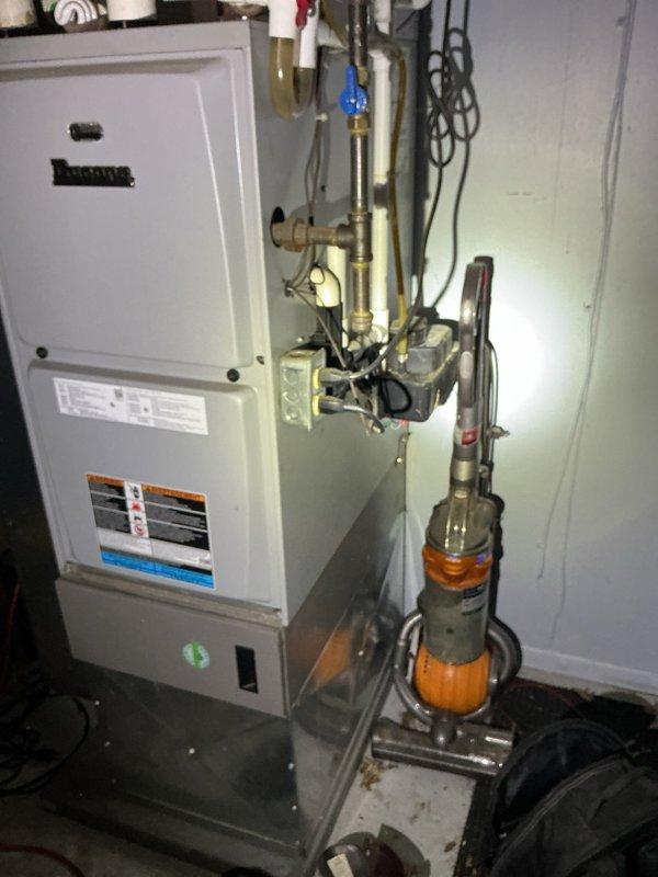 Responded to no cooling call and performed system evaluation. Upon inspection, determined existing Payne heating unit and associated air conditioning system required replacement rather than repair. Documented current equipment configuration including furnace installation in utility closet, existing plumbing connections with shutoff valves, and thermostat location. Provided comprehensive replacement estimate for new HVAC system to restore cooling functionality.