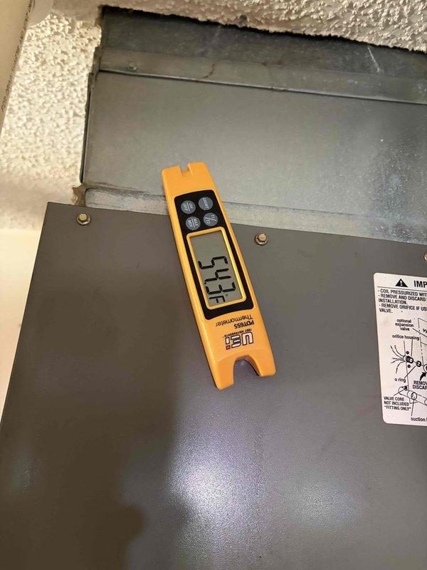 Completed return visit for AC maintenance and cleaning that was previously postponed due to customer's gas leak issue. Performed thorough system inspection, cleaning, and operational verification of cooling equipment. System tested and confirmed operating properly with temperature readings within normal parameters; noted aging transformer/capacitor showing significant rust and corrosion that should be monitored for future replacement.